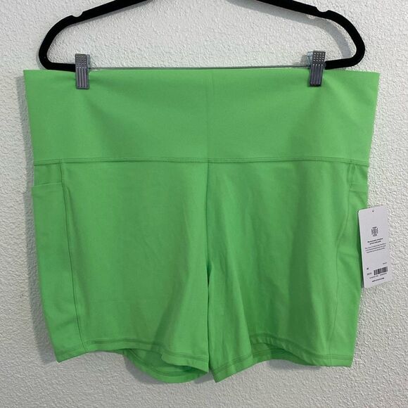 NWT-Athleta- lime green salutation stash pocket II- 5” short- Size 3x - Picture 1 of 10